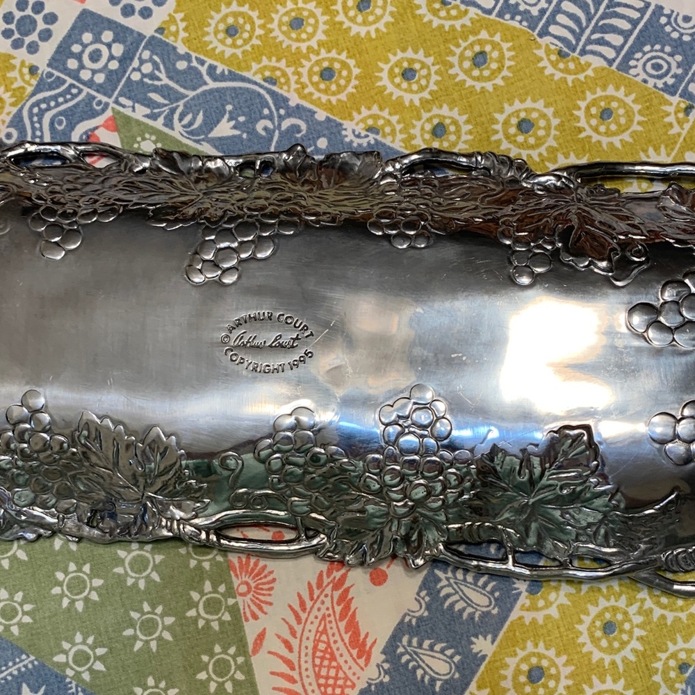 Vintage Arthur Court 1995 Silver Rectangular Grape Motif Tray - Picture 11 of 14